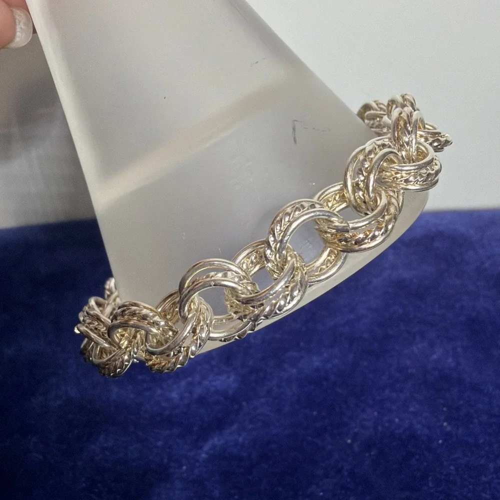 925 Sterling Silver Vintage Multi Chain Link Bracelet